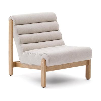 Kave Home Fauteuil 'Magira' Structuurstof en eikenhout, kleur Beige