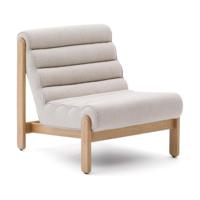 Kave Home Fauteuil 'Magira' Structuurstof en eikenhout, kleur Beige - thumbnail