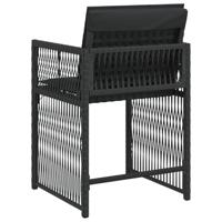 Tuinstoelen 4 st met kussens poly rattan zwart - thumbnail