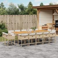 15-delige Tuinset met kussens poly rattan beige - thumbnail