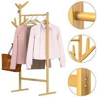 Bamboe kapstok met kapstok en 8 haken - kapstok - bamboehout - thumbnail