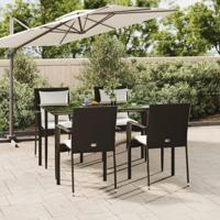 5-delige Tuinset met kussens poly rattan zwart - thumbnail