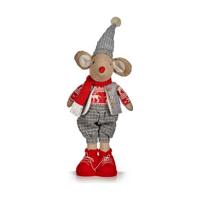 Decoratieve figuren Muis Kerstmis 48 cm Wit Rood Grijs Crème - thumbnail