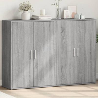 Dressoirs 2 st 60x31x84 cm bewerkt hout grijs sonoma eikenkleur
