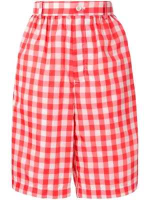 Comme Des Garçons Girl gingham checked knee-length shorts - Red Comme Des Garçons Girl gingham checked knee-length shorts - Red