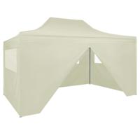VidaXL Partytent met 4 zijwanden inklapbaar 3x4 m staal crème - thumbnail