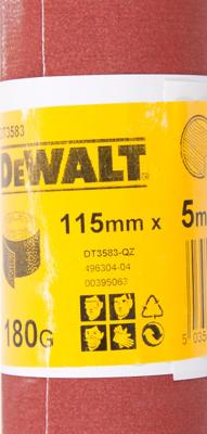 DeWALT DT3583 P180 Schuurpapier rol 5m x 115mm DeWALT DT3583 P180 Schuurpapier rol 5m x 115mm