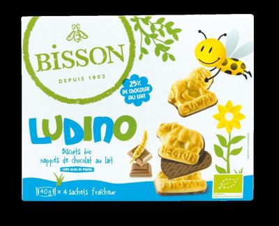 Bisson Ludino koekjes met melkchocolade 4 zakjes bio 160 Gram