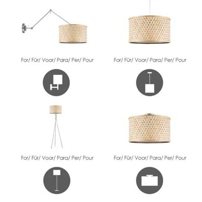 Bamboo Lampenkap - Cilindrisch - Beige - Boheemse stijl - ø40 x 22 cm - E27 fitting - Ontworpen voor Staande Lampen en Pendellamp - Ontworpen voor woonkamer en eetkamer