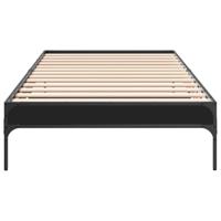 Bedframe bewerkt hout en metaal zwart 100x200 cm - thumbnail