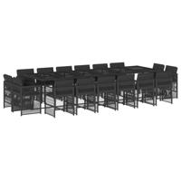 17-delige Tuinset met kussens poly rattan zwart - thumbnail