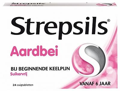 Strepsils Aardbei Suikervrij Zuigtabletten