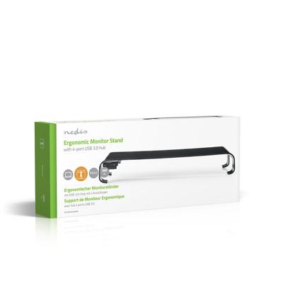 Nedis ERGOMFSU3400BK Ergonomische Multifunctionele Monitorstandaard Usb 3.0 Hub 4-poorts Zwart