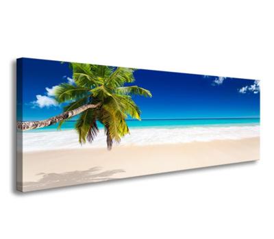 Schilderij - Het Paradijs met Palmboom, 120x40cm. incl ophang haakjes