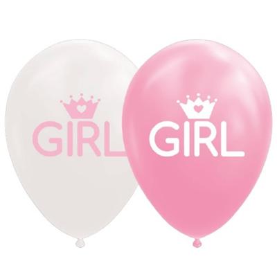 Globos Ballonnen dochter baby roze/wit 30cm, 8st.