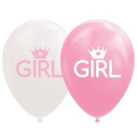 Globos Ballonnen dochter baby roze/wit 30cm, 8st. - thumbnail