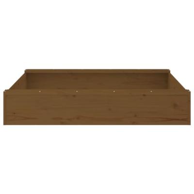 Zandbak met bankjes vierkant massief grenenhout honingbruin - thumbnail