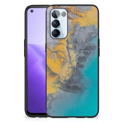 OPPO Reno5 5G | Find X3 Lite Marmeren Print Telefoonhoesje Marble Blue Gold OPPO Reno5 5G | Find X3 Lite Marmeren Print Telefoonhoesje Marble Blue Gold
