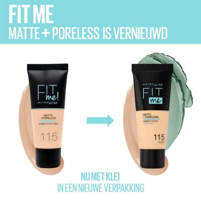 Maybelline Fit Me Matte & Poreless Foundation 335 Classic Tan – medium dekkende foundation voor normale tot vette huid met matte finish – foundations op waterbasis die zichtbaar poriën verkleinen - 30 ml