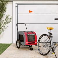 Hondenfietstrailer oxford stof en ijzer rood en grijs - thumbnail