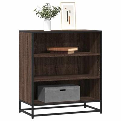 Dressoir 68x35x76 cm bewerkt hout en metaal bruin eikenkleur