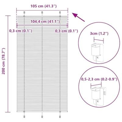 Pliss rolgordijn 105x200 cm stofbreedte 104,4 cm antraciet