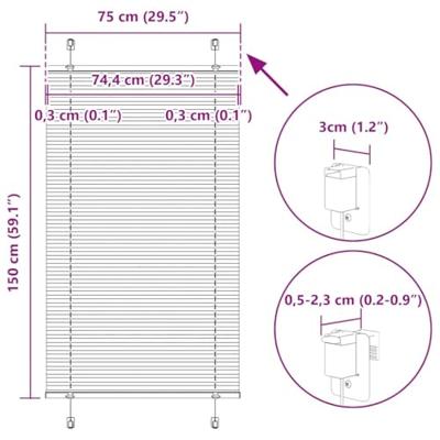 Pliss rolgordijn 75x150 cm stofbreedte 74,4 cm polyester zwart