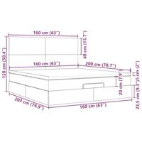 Ottoman bed met matrassen en LED's 160x200cm fluweel lichtgrijs - thumbnail