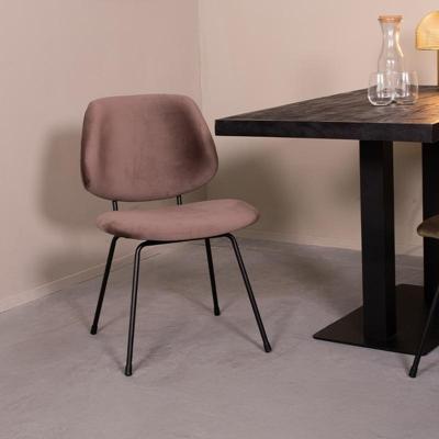 LABEL51 Eetkamerstoel Bello - Taupe - Fluweel - Zwart Metalen Frame