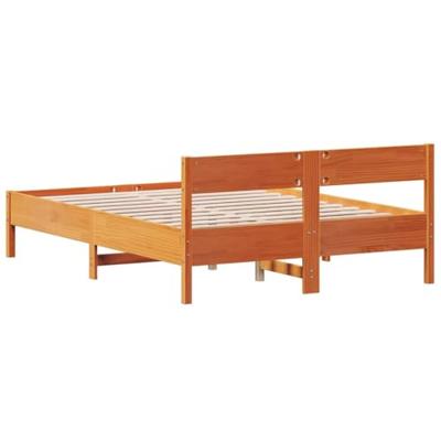 Bedframe met hoofdbord massief grenenhout wasbruin 120x200 cm - thumbnail