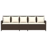Tuinbank 5-zits met kussens poly rattan bruin - thumbnail