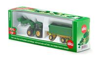 SIKU John Deere met voorlader en aanhanger - thumbnail