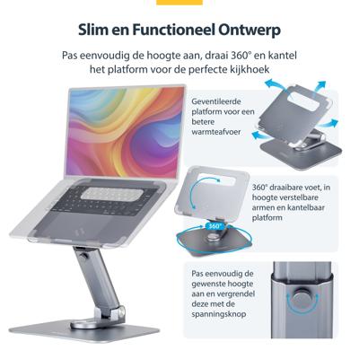 Cooling Base voor Laptop Startech ATER-LAPTOP-RISER Aluminium