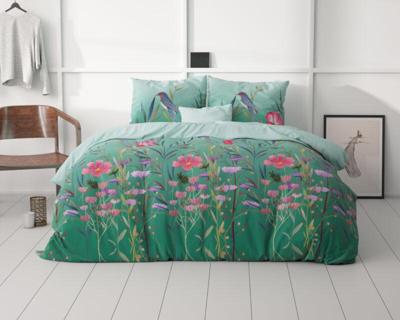Sleeptime Flower & Birds Turquoise 140 x 200/220 cm