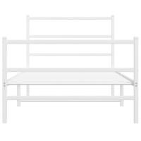 Bedframe met hoofd- en voeteneinde metaal wit 100x200 cm - thumbnail