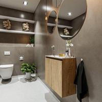 MONDIAZ TURE Fonteinset - 60x23x50cm - 1 kraangat - 2 deuren - washed oak mat - Wasbak links - Solid Surface Wit FK75341279 - thumbnail