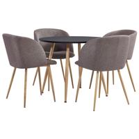 vidaXL 5-delige Eethoek stof bruin - thumbnail