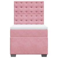 Boxspring met matras fluweel roze 90x200 cm - thumbnail