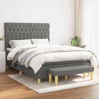 Boxspring met matras stof donkergrijs 140x200 cm - thumbnail
