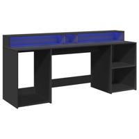 Bureau met LED-verlichting 200x55x91 cm bewerkt hout zwart - thumbnail