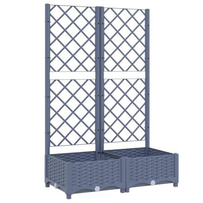 VidaXL Plantenbak met latwerk 80x40x121,5 cm polypropeen donkergrijs