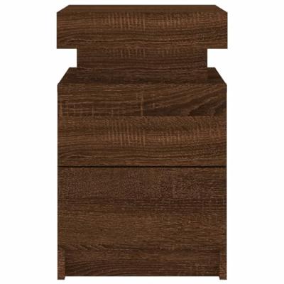 Nachtkastjes met LED 2 st 35x39x55 cm bruin eikenkleur
