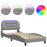 Bedframe met LED zonder matras stof 100x200 cm lichtgrijs - thumbnail