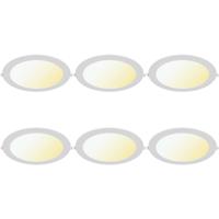 LED Downlight Inbouwspot 6 Stuks - Brinton Thin - 18W 1760lm 120° Bundelhoek - Aanpasbare Lichtkleur 3000K-4000K-6500K - IP40 - Rond - Wit - Ø229mm Buitenmaat - Ø205mm Zaagmaat - thumbnail