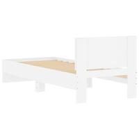 Bedframe met hoofdbord bewerkt hout wit 75x190 cm - thumbnail
