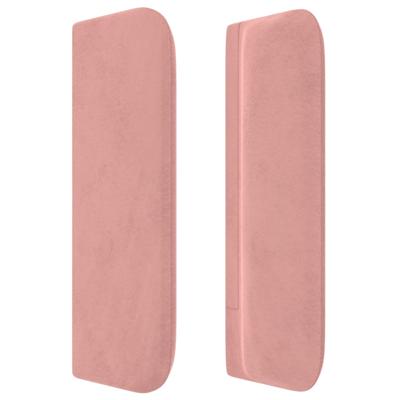 Hoofdbord met randen 147x16x118/128 cm fluweel roze - thumbnail