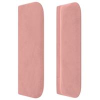 Hoofdbord met randen 147x16x78/88 cm fluweel roze - thumbnail