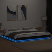 Bedframe met LED-verlichting bewerkt hout zwart 180x200 cm - thumbnail