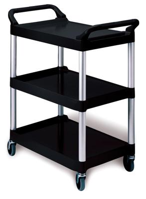 Serveerwagen rubbermaid met 10cm zwenkwielen zwart Serveerwagen rubbermaid met 10cm zwenkwielen zwart