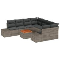 Tuinbankenset met kussen 9 pcs Grijs poly rattan - thumbnail